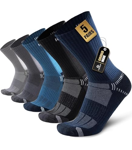 5 Paires Chaussettes De Sport Homme YUEDGE - Taille 39-46, Coton, Respirantes | Pour Randonnée, Trekking, Cyclisme, Tennis