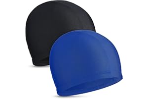 GEYOGA 2 Pieces Fabric Swimming Cap Comfortable Elastic Material Swimming Hat Lightweight Bathing Caps for Women Men