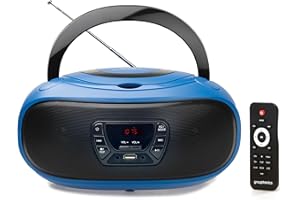 Grouptronics Small Portable CD Player For Home With Speakers – Boombox Mains Or Battery Powered, FM Radio, Supports MP3 Audio Books & Music, Compact & Easy To Use - With USB & AUX IN - GTCDR-501