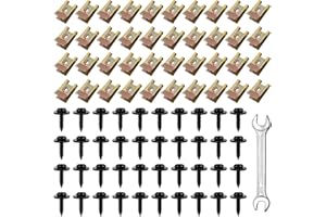 MAIXINNEW 80 Piezas Tornillos con Tuerca para Guardabarros de Coche, Clips en U Para Guardabarros Parachoques de Coche, Tuercas y Tornillos Metal para Placa de Guardabarros