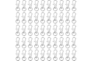 Belle Vous Mini Cierre de Langosta Giratorio Metal Plateados (Pack de 50) Mosquetones Pequeños 33 mm de Largo – Ganchos Premium para Lanyard, Aros, Cremalleras, Manualidades, Llaveros, Joyas, Cadenas