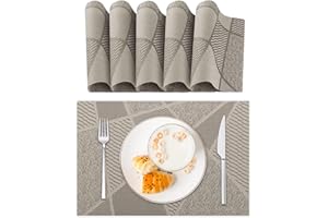 Lumaca Juego de 6 Manteles Individuales Lavables, Salvamanteles Individuales en 70% PVC y 30% Poliéster, Fácil Limpieza, Antideslizante, Resistente al Calor, para Mesa de Cocina,Marrón