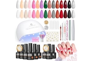PEACECOLOR Kit Semipermanente Unghie con Lampada UV, 15 Colori Smalto Semipermanente Unghie con Base e Top Coat Matte, Nail Art Manicure Regalo per Donne