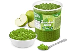 The Inspire Food Company Popping Boba Pearls for Bubble Tea - 1 KG | Green Apple | Bursting Pearls Bubble | Real Fruit Juice For Dessert,Smoothie | 100% Vegan & Glutenfree, No Artificial Colors