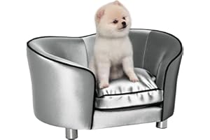 PawHut Dog Sofa Pet Chair, Kitten Bed Couch w/Wooden Frame, Removable Cushion