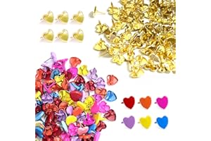 NINVVS 200 Heart-Shaped Two-Legged Nails, Mini Curved Nails, Handicraft Decoration Accessories, Colored Paper Fasteners, Parent-Child Interactive Supplies, Used for scrapbooks and Cards