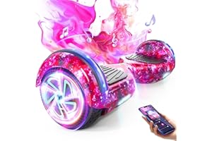 SISIGAD Hoverboard für Kinder im Alter von 6-12 Jahren, mit integriertem Bluetooth-Lautsprecher und 6,5“ Rädern mit bunten Lichtern, Sicherheits-Selbstbalancier-Roller Geschenk für Kinder