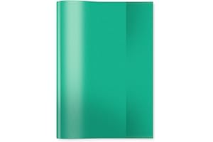 HERMA Clear Exercise Book Cover A5, Made of wipeable and Sturdy Plastic, Slip on Cover Jackets for School, Green,7485