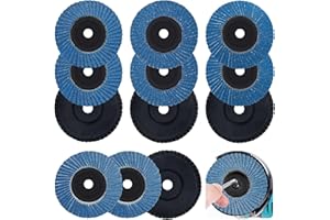 TTYSHIP® 12 Pezzi Disco Abrasivo Lamellare, Dischi Lamellari 76 mm, Grana 40/60/80/120, Dischi Smeriglio Lamellari per Smerigliatrice Angolare a Batteria (Blu)