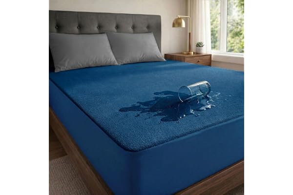 MollisHomes Premium 100% Waterproof Mattress Protector King Size, 72x72 Inches Breathable and Hypoallergenic Ultra Soft Fitted Bed Protector Cover 72"x72" - King, Royal Blue