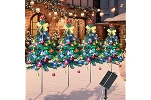 FWLWTWSS 4-in-1 Christmas Tree Light, 35.43IN Waterproof Solar Patio Ground Light with Solar LED Garden Light, Suitable for Gardens, Porchs, Christmas and Holiday Decorations (Green)