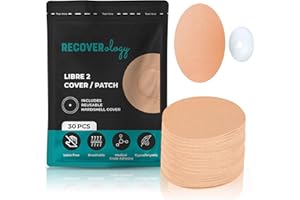 RECOVEROLOGY Freestyle Libre 2 Housses de capteur | Patchs adhésifs imperméables pour CGM | Lot de 30 avec 1 coque rigide réutilisable | Respirants et résistants à la transpiration, adaptés aux peaux sensibles |