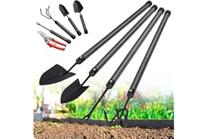 DAKEPOLE Outils de Jardinage, 5 PiècesOutils de Jardinage en Acier Inoxydable, Longueur Réglabl，Petits Outils de Jardinage Portables et Transportables