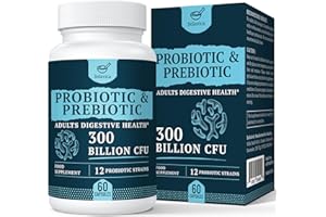 Solavica Probiotics 300 Billion CFU for Gut Health, High Strength Probiotics with 12 Strains + 3 Prebiotics for Women & Men 60 Count