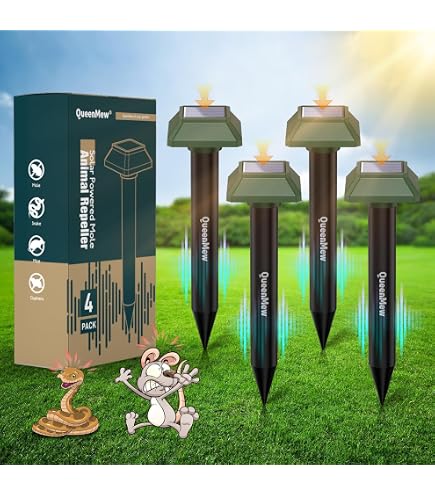 Répulsif à Taupe Solaire Ultrason (lot De 8) - IP65 étanche - Rayon D'action 15 M - Pour Jardin, Pelouse Et Extérieur