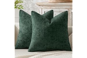 MIULEE kuddöverdrag 50x50 2-pack Chenille mörkgröna kuddöverdrag soffkuddar mjuka dekorativa kuddar med elegant design soffku