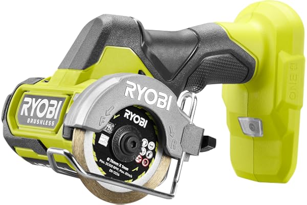 Ryobi – 18 volt sladdlös slipmaskin, 76 mm, borstlös, levereras med 2 blad (för metall och plattor) och 1 slipskiva (utan bat