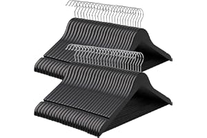 SONGMICS Trägalgar i Massivt Trä, 50-Pack, 44,5 x 23 x 1,2 cm | Klädhängare, med 360° Roterbar Krok, Ergonomisk Design, för K