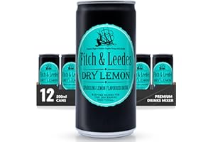 Fitch & Leedes Dry Lemon Mixer for Spirits & Cocktails (12 x 200ml) – Ideal for London Dry Gin, Vodka, and Spiced Rum, Offering a Refreshing Zest with a Hint of Tartness