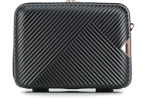 WITTCHEN GL Style Line | Kosmetikkoffer Reisekoffer Handgepäck Kabinengepäck Kosmetiktasche Damen Reiseetui Hartschale aus Polycarbonat Zahlenschloss GL Style Schwarz