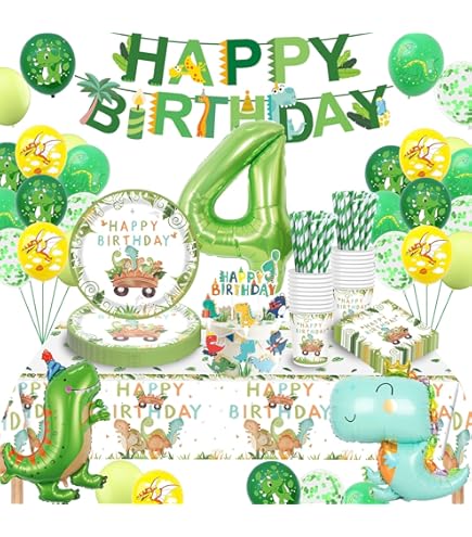 Dino Cijferballon 4e Verjaardag - 101cm Groene Folieballon Met Dino's