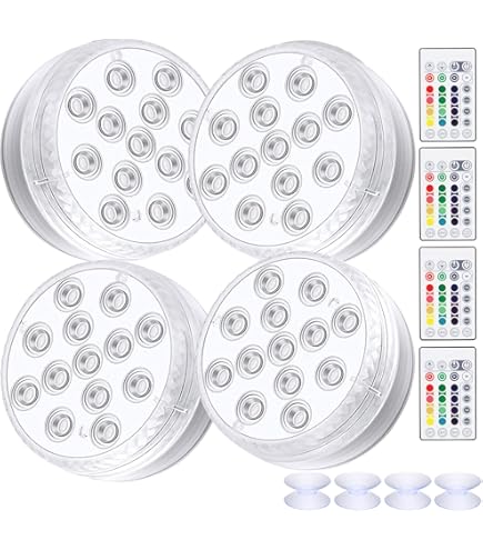 Joycome Led-RGB-zwembadverlichting boven de grond, IP68 waterdicht, onderwater met magneet, RF-afstandsbediening voor tuin, feest, vijver, decoratie, aquarium (4 stuks