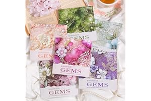 Alideco 180pcs Vintage Scrapbook Paper Vintage Flowers Gemstones Scrapbooking Paper for Journaling Supplies, Decorative Craft Paper for Junk Journals (baoshidelangman)