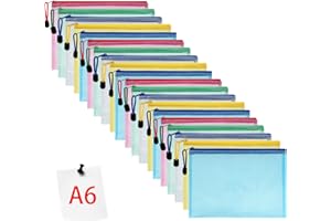 ‎VICLOON Vicloon Dokumententasche A6, 20 Stücke Zip Tasche, bunte wasserdichte Dokumententasche mit Reißverschluss, Mesh Beutel mit Reißverschluss Datei Zipper Tasche Reißverschlusstaschen
