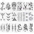 Konsait Temporary Tattoos for Adult Men Women Kids(18 Sheets), Waterproof Temporary Tattoo Fake Tattoos Body Art Sticker Cover Up Set,Dragon Anchor Eye Scorpion Graphic Elk