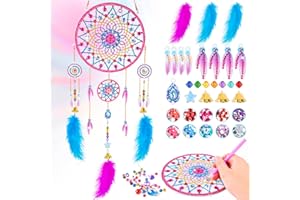 UBJUBT Dream Catcher Kit Diamond Art for Kids, Arts and Crafts for Kids, 5 6 7 8 9 10 11 12 Year Old Girl Gifts, Wind Chimes Sun Catchers Girls Toys Age 5-12 for Windows Garden Home Room Decorations