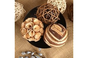 CIR OASES Decorative Bowl & Vase Filler Balls for Home Decor, Set of 6 PCS Natural Tone Rattan Wicker Balls Centerpieces Decoration, Decorative Orbs Vase Bowl Filler for Table Centerpieces