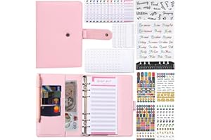 TAIAYERU Money Saving Wallet A6 Budget Planner Binder with Envelopes Cash Stuffing Wallet 100 Envelopes Money Saving Challenge Book Savings Binder Money Organizer for Cash-Pink