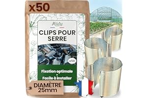 Milytec Lot de 50 Clips pour Serre 25 mm en Acier Galvanisé, Fixation Métal pour Bâche de Serre Tunnel, Protection des Semis et Plantations, Résistants au Vent et aux Tempêtes