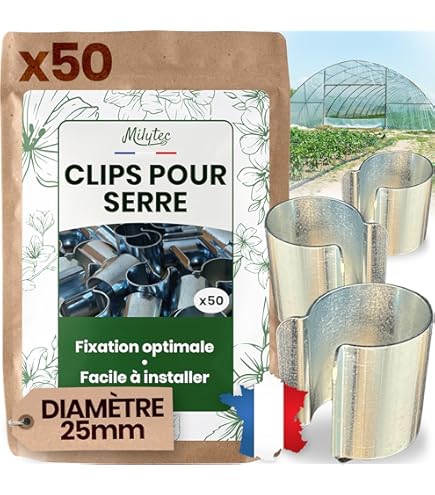 Lot De 20 Clips De Fixation Serre Tunnel - Acier Galvanisé Diamètre 25 Mm - Pour Bâche, Attache Serre
