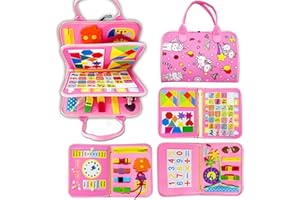 DQMOON Busy Board Girls Toys for 1 2 3 4 5 Year Old, 21 in 1 Sensory Board Montessori Toys for 1 2 3 4 Year Old, Learning Fine Motor Skills Plane Activities for 1-5 Year Old, Birthday Xmas Gifts for Girls