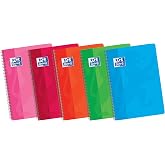 Oxford Classic A5 Notebooks, Pack of 5, Soft Cover, 4x4 Squares, Assorted Colours