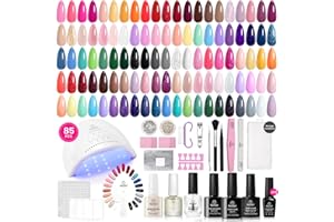 ‎BEETLES GEL POLISH Beetles Gel-Nagellack Set mit UV-Licht – 85Pcs Seasonal Symphony Gel-Nagellack 55 Farben mit Diamant-Dekorationen und Christmas Nailart-Aufklebern UV-Lampen-Härtung für DIY-Maniküre zu Hause
