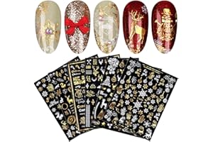 JMEOWIO Noel Stickers Ongles Nail Art 9 Feuilles Autocollants Ongles Autoadhésif Deco Ongle Nail Art Design Manucure