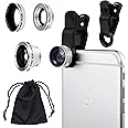 Universal 3 in1 Camera Lens Kit for Smart phones includes One Fish Eye Lens/One 2 in 1 Macro Lens and Wide Angle Lens/One Universal Clip/One Microfiber Carrying Bag