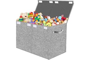 VERONLY Aufbewahrungsbox Spielzeugkiste mit Deckel Kinder - Aufbewahrungsboxen 83L Faltbar Aufbewahrung mit Griffen Groß für Kinderzimmer Kleidung Bücher Schlafzimmer(Hellgrau)