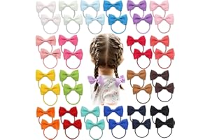 JOYOYO 40 Pcs Hair Bands for Toddlers - 2.75 Inch Ribbon Bows, Girls Hair Ties and Elastic Bands, Hair Bobbles for Toddler Girls