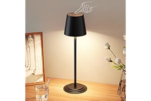 ‎BONSERY Bonsery Lampa stołowa, bezprzewodowa, ściemniana, akumulatorowa, zewnętrzna, z rysunkiem słojów drewna, wodoszczelna, na biurko, do restauracji, sypialni, baru