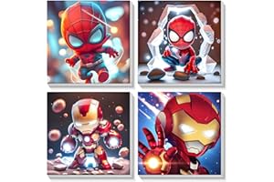 SENQAO Framed Paint by Numbers for Adults Kids Beginners - Cartoon 4 Pack Paint by Numbers for Kids Ages 8-12, Kids Paint by Number Kits on Canvas, DIY Oil Painting Acrylic Art Crafts, 8x8in