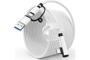 JSAUX Link Kabel 5Metre 2 en 1 Compatible con Meta/Oculus Quest 2 Accesorios Steam, USB 3.0 High Speed PC Data Transfer Adapter Compatible con VR Headset, Gaming PC, Quest 2 & 1