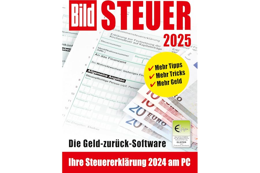 BILD Steuer 2025, Geld-zurück-Steuersoftware für die Steuererklärung 2024 | Windows-Version | Aktivierungscode per Email