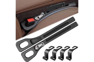 FLZONHUT 2 Pezzi Striscia per Il Seggiolino Auto,Tappo per Sedile Auto con 4 Ganci,Accessori Auto Interno Riempimento del Divario del Sedile Organizer per Spazio per Auto,SUV,Camion (Nero)