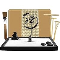 Artcome Japanese Zen Sand Garden for Desk with Rake, Stand, Rocks and Mini Furnishing Articles - Office Table…