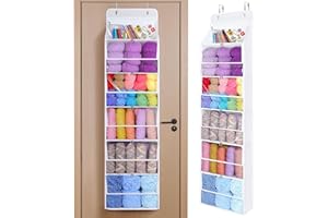 Univivi Hanging Yarn Storage Organizer with 6 Zipper Closure Compartments, Large Capacity Knitting Organizer Storage, Over the Door Hanging Yarn Holder for Knitting Needles, Crochet Hooks(Clear White)