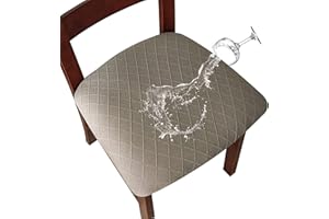 SHENGYIJING Fundas de asiento elásticas impermeables de celosía de diamante para sillas de comedor, fundas de sillas de cocina con hebilla (gris pardo, 6)