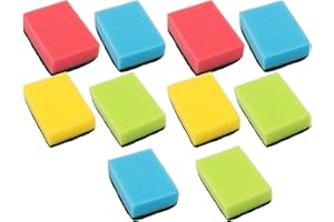 Werkzeyt Reinigungsschwamm 90 x 60 x 30 mm - 10 Stück im praktischen Set - Zweiseitige Ausführung mit rauer Unterseite - Zum Scheuern & Putzen / Scheuerschwamm / Küchenschwamm / ZYT29209